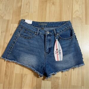 Cali 1850 New With Tags Studded Denim High Waisted Shorts Size 9/29